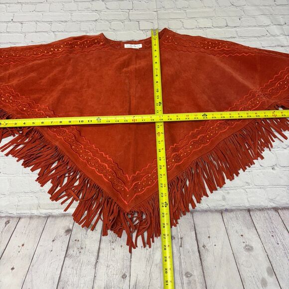 Vintage Newport News Suede Leather Poncho Western Cape SM Small Medium D052 -12 - Picture 2 of 16